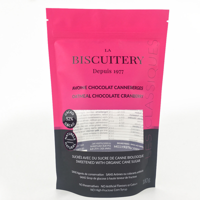 25g Standing Pouch Packaging Transparan Stand Up Pouch Dengan Zipper Cookies Nuts