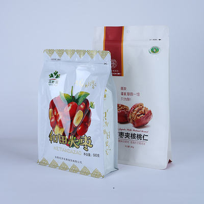 Kapasitas Besar Food Grade 500g Kemasan Kantong Bawah Datar Plastik Stand Up Kantong yang Dapat Ditutup Kembali