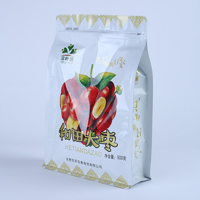 Kapasitas Besar Food Grade 500g Kemasan Kantong Bawah Datar Plastik Stand Up Kantong yang Dapat Ditutup Kembali