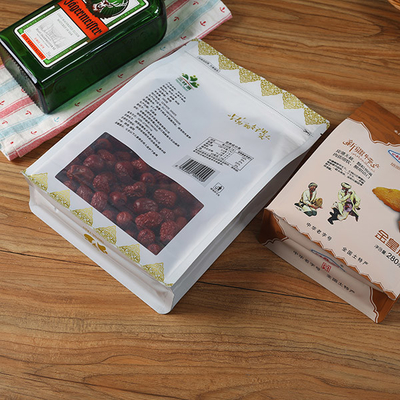 50g Heat Sealable Bags 100g 200g Food Plastic Packaging Bags Bagian Bawah Datar Dengan Jendela