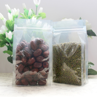 Kemasan Tas Datar Bawah Transparan 8 Segel Sisi Eco Food Grade Stand Up Pouch