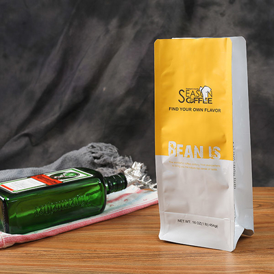 12oz Printed Aluminium Foil Pouch Quad Sealing Side Gusset Coffee Bags