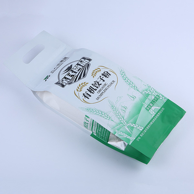 10kg 60mic Rice Packing Bag Kantong Beras Dipanaskan Kunci Zip yang Dapat Ditutup Kembali Dengan Pegangan