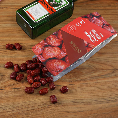 Snack Food Quad Middle Seal 220g Tas Kemasan Cetak Kustom Kantong Plastik Cetak Untuk Kemasan Makanan